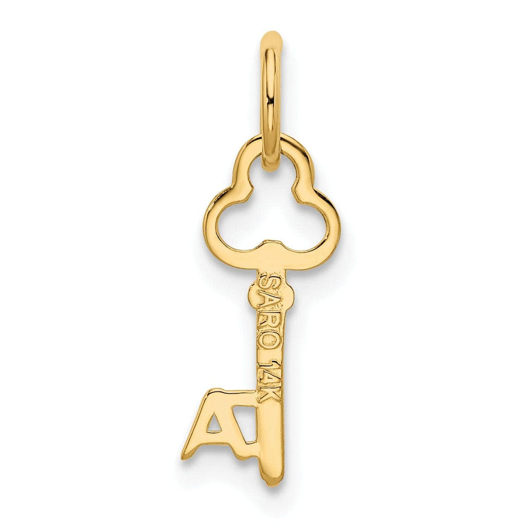 Lovely Rita's Pendants & Charms 14K Yellow Gold Fancy Key Shape Design Letter A Initial Charm Pendant