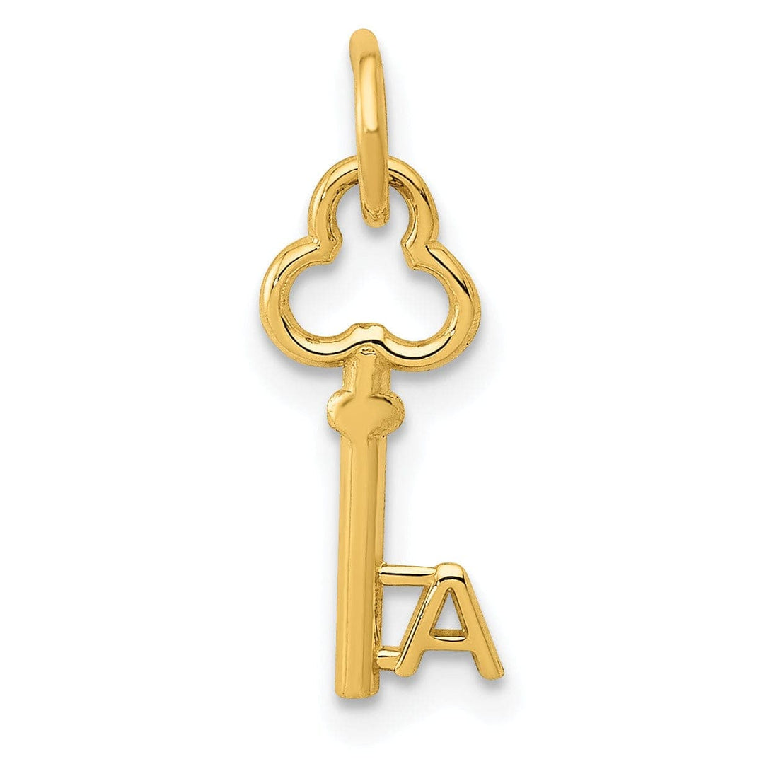 Lovely Rita's Pendants & Charms 14K Yellow Gold Fancy Key Shape Design Letter A Initial Charm Pendant