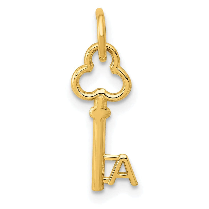 Lovely Rita's Pendants & Charms 14K Yellow Gold Fancy Key Shape Design Letter A Initial Charm Pendant