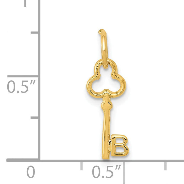 Lovely Rita's Pendants & Charms 14K Yellow Gold Fancy Key Shape Design Letter B Initial Charm Pendant