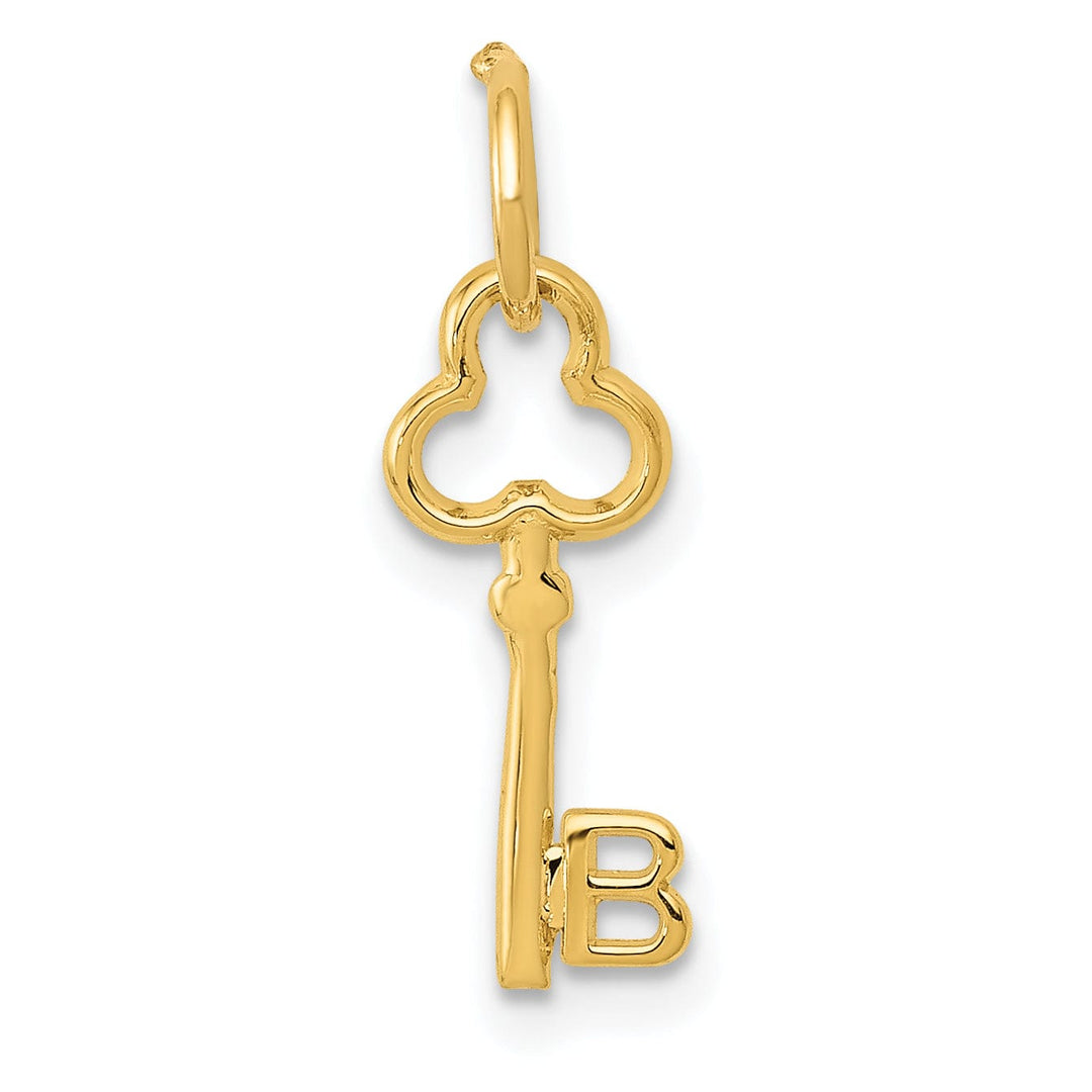 Lovely Rita's Pendants & Charms 14K Yellow Gold Fancy Key Shape Design Letter B Initial Charm Pendant