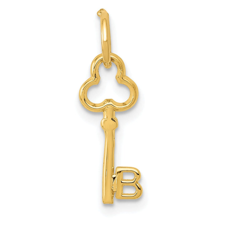 Lovely Rita's Pendants & Charms 14K Yellow Gold Fancy Key Shape Design Letter B Initial Charm Pendant