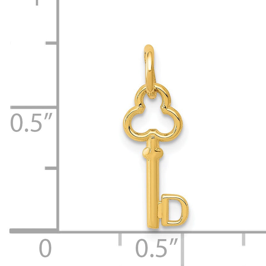 Lovely Rita's Pendants & Charms 14K Yellow Gold Fancy Key Shape Design Letter D Initial Charm Pendant