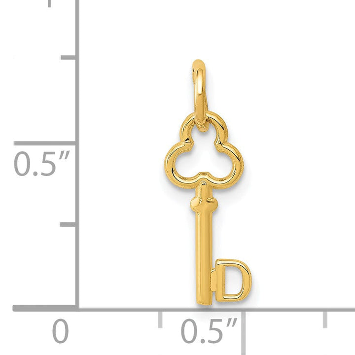 Lovely Rita's Pendants & Charms 14K Yellow Gold Fancy Key Shape Design Letter D Initial Charm Pendant