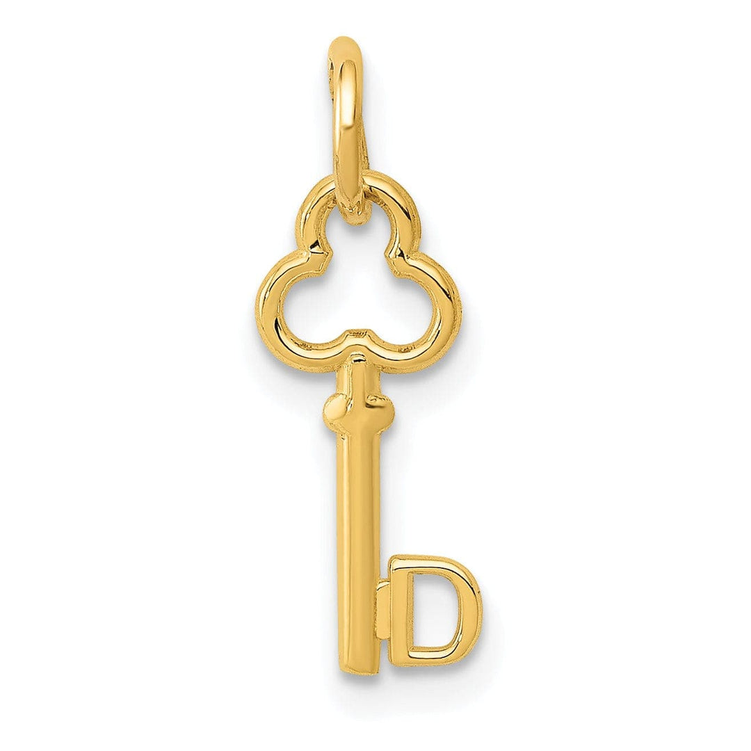 Lovely Rita's Pendants & Charms 14K Yellow Gold Fancy Key Shape Design Letter D Initial Charm Pendant