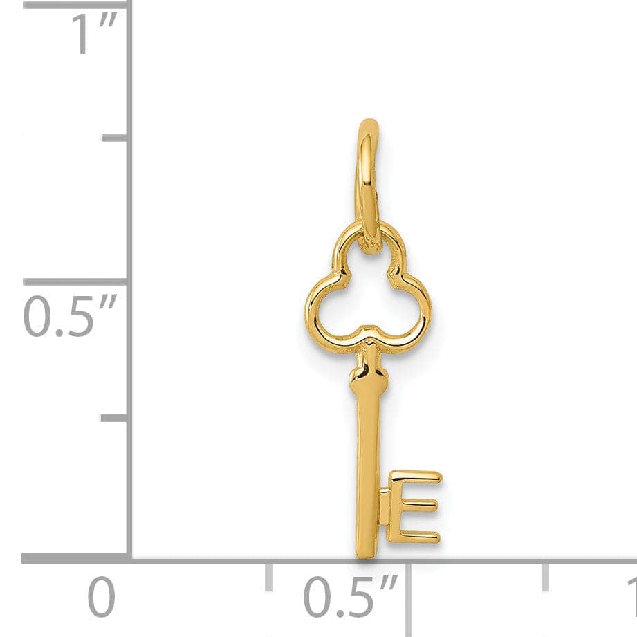 Lovely Rita's Pendants & Charms 14K Yellow Gold Fancy Key Shape Design Letter E Initial Charm Pendant