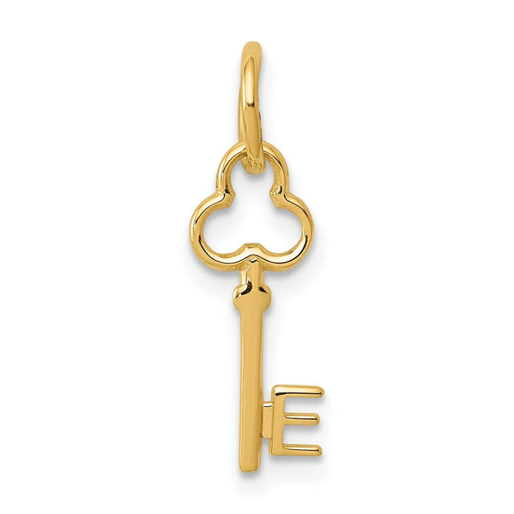 Lovely Rita's Pendants & Charms 14K Yellow Gold Fancy Key Shape Design Letter E Initial Charm Pendant
