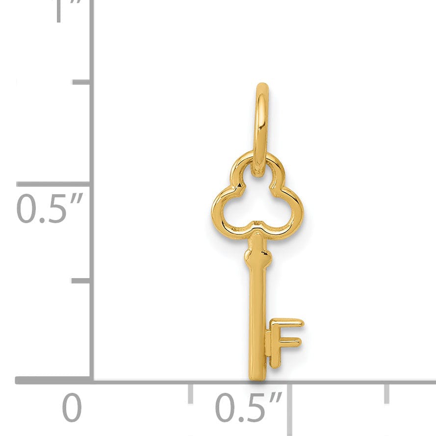 Lovely Rita's Pendants & Charms 14K Yellow Gold Fancy Key Shape Design Letter F Initial Charm Pendant