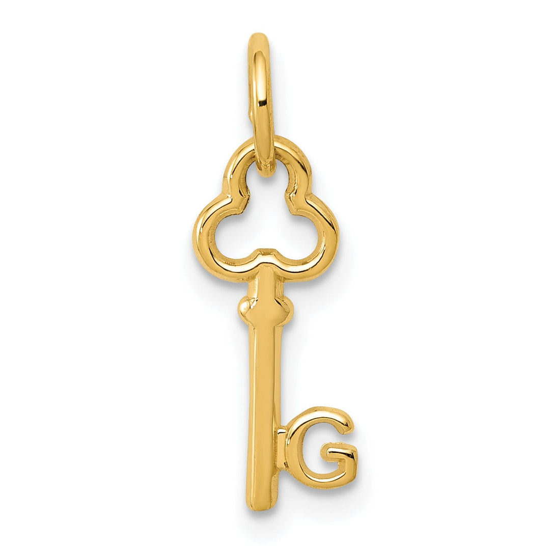Lovely Rita's Pendants & Charms 14K Yellow Gold Fancy Key Shape Design Letter G Initial Charm Pendant