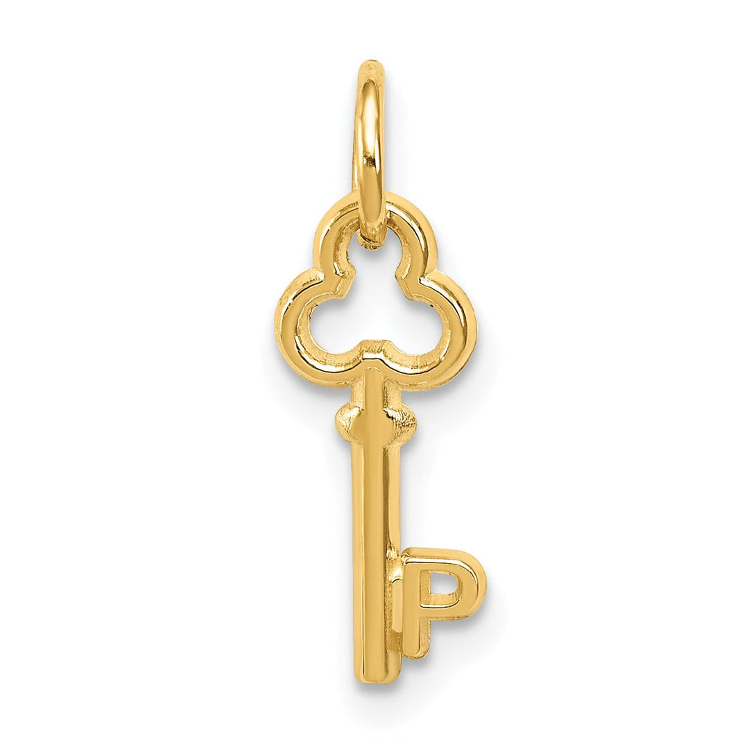 Lovely Rita's Pendants & Charms 14K Yellow Gold Fancy Key Shape Design Letter P Initial Charm Pendant