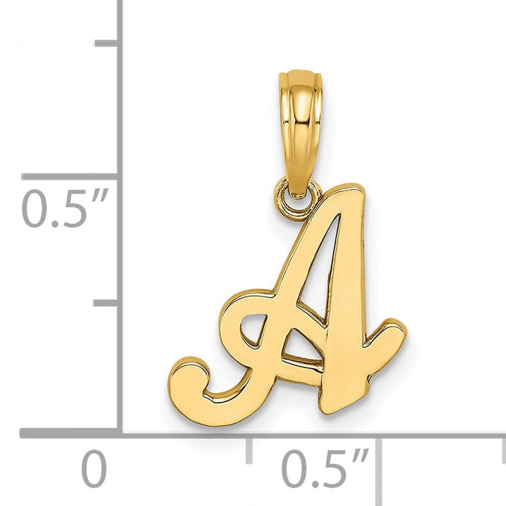 Lovely Rita's Pendants & Charms 14K Yellow Gold Fancy Script Design Letter A Initial Charm Pendant