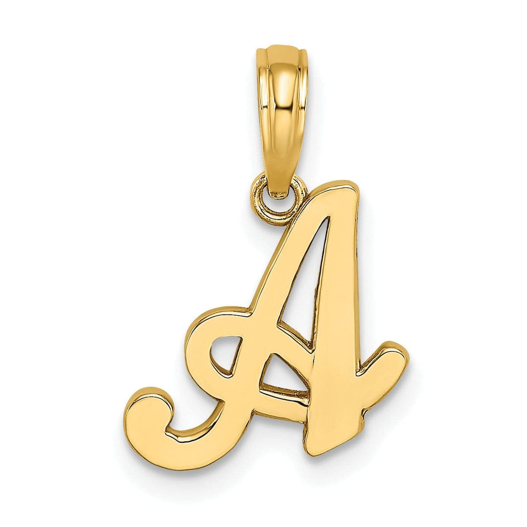 Lovely Rita's Pendants & Charms 14K Yellow Gold Fancy Script Design Letter A Initial Charm Pendant