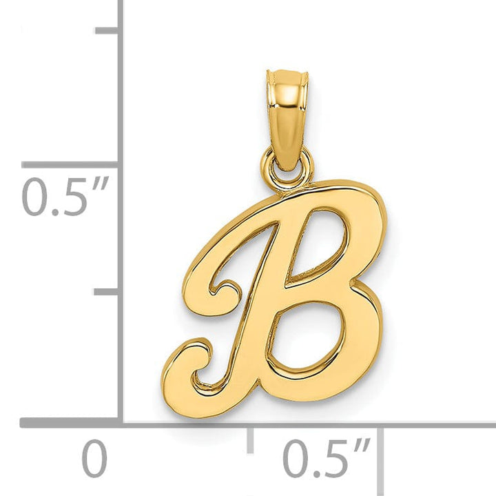 Lovely Rita's Pendants & Charms 14K Yellow Gold Fancy Script Design Letter B Initial Charm Pendant