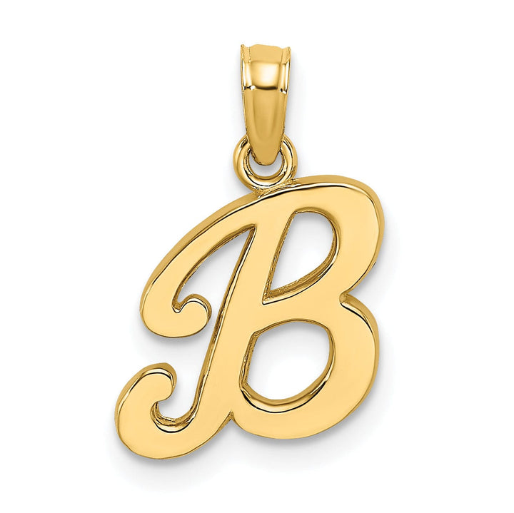 Lovely Rita's Pendants & Charms 14K Yellow Gold Fancy Script Design Letter B Initial Charm Pendant
