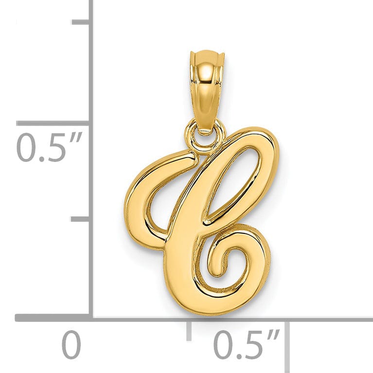 Lovely Rita's Pendants & Charms 14K Yellow Gold Fancy Script Design Letter C Initial Charm Pendant