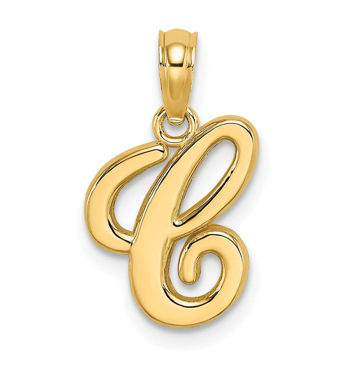 Lovely Rita's Pendants & Charms 14K Yellow Gold Fancy Script Design Letter C Initial Charm Pendant