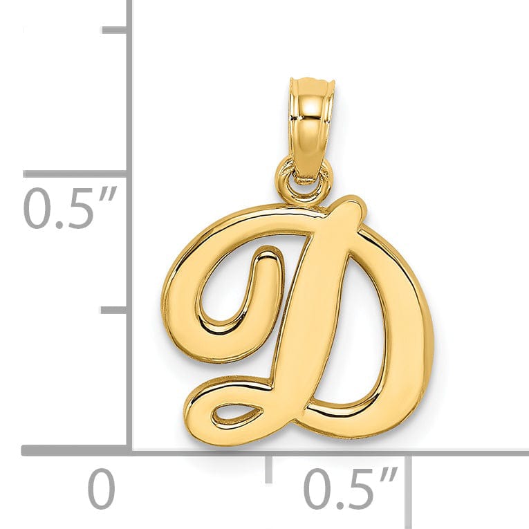 Lovely Rita's Pendants & Charms 14K Yellow Gold Fancy Script Design Letter D Initial Charm Pendant