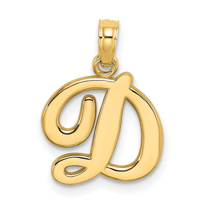 Lovely Rita's Pendants & Charms 14K Yellow Gold Fancy Script Design Letter D Initial Charm Pendant