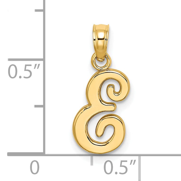 Lovely Rita's Pendants & Charms 14K Yellow Gold Fancy Script Design Letter E Initial Charm Pendant
