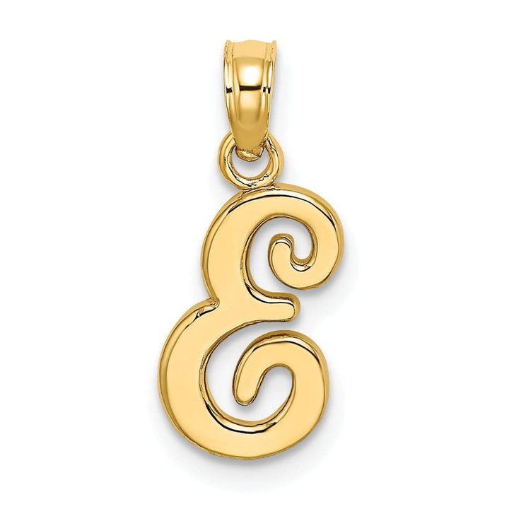 Lovely Rita's Pendants & Charms 14K Yellow Gold Fancy Script Design Letter E Initial Charm Pendant