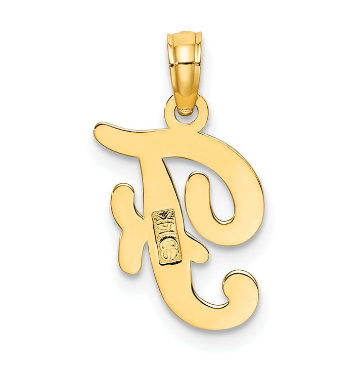 Lovely Rita's Pendants & Charms 14K Yellow Gold Fancy Script Design Letter F Initial Charm Pendant