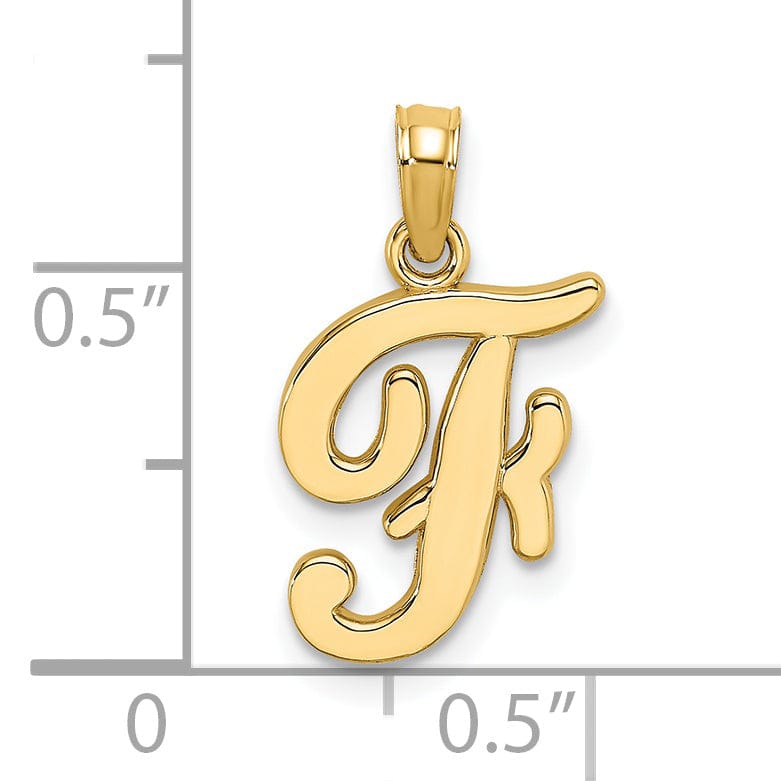 Lovely Rita's Pendants & Charms 14K Yellow Gold Fancy Script Design Letter F Initial Charm Pendant
