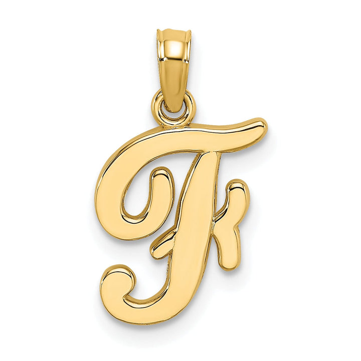 Lovely Rita's Pendants & Charms 14K Yellow Gold Fancy Script Design Letter F Initial Charm Pendant
