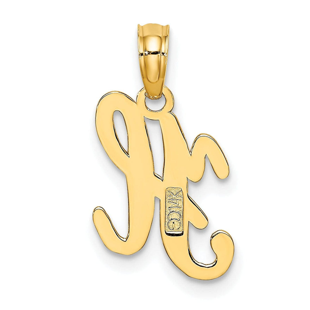 Lovely Rita's Pendants & Charms 14K Yellow Gold Fancy Script Design Letter H Initial Charm Pendant