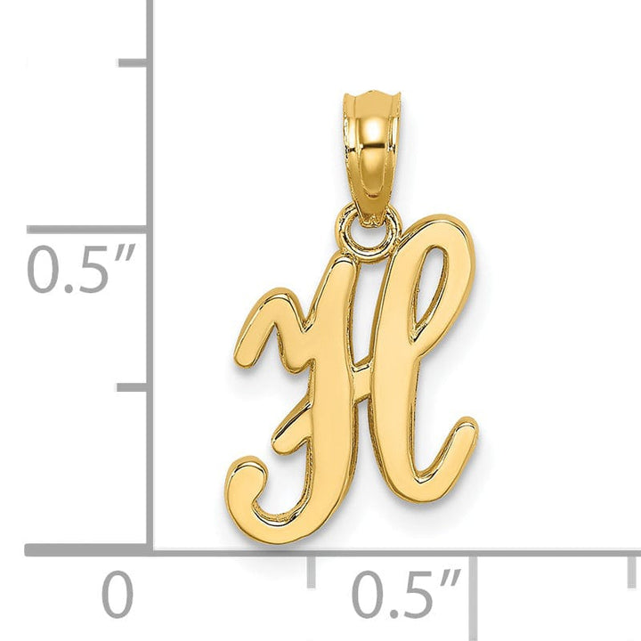 Lovely Rita's Pendants & Charms 14K Yellow Gold Fancy Script Design Letter H Initial Charm Pendant