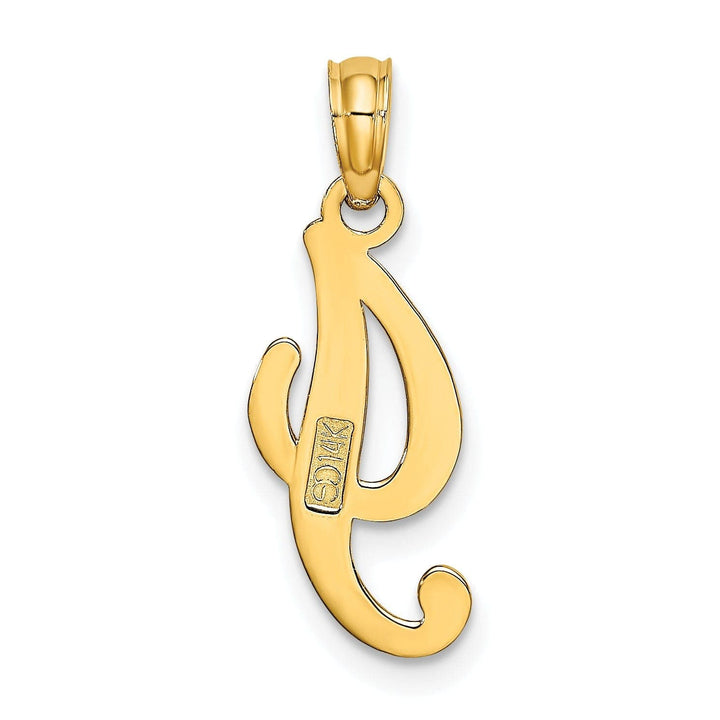 Lovely Rita's Pendants & Charms 14K Yellow Gold Fancy Script Design Letter I Initial Charm Pendant