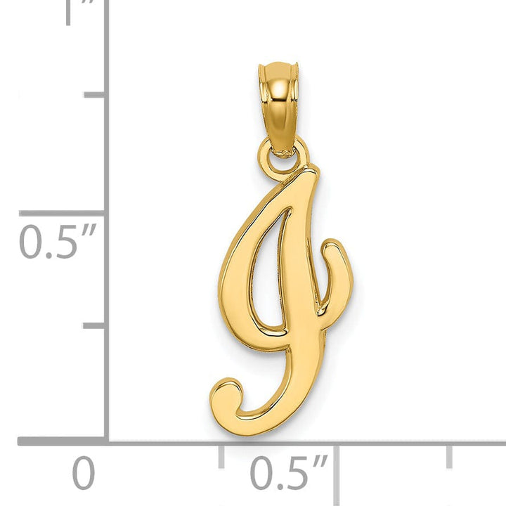 Lovely Rita's Pendants & Charms 14K Yellow Gold Fancy Script Design Letter I Initial Charm Pendant