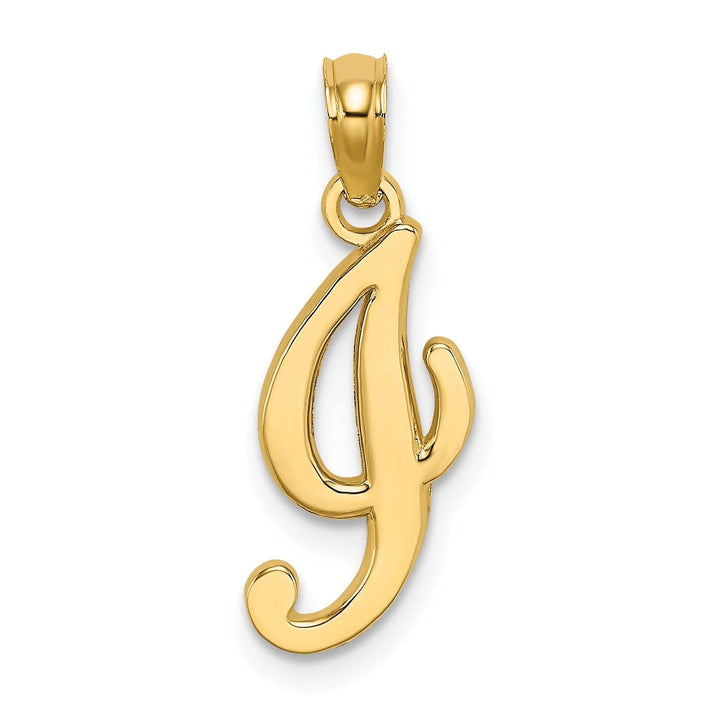 Lovely Rita's Pendants & Charms 14K Yellow Gold Fancy Script Design Letter I Initial Charm Pendant