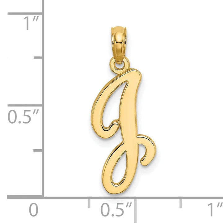 Lovely Rita's Pendants & Charms 14K Yellow Gold Fancy Script Design Letter J Initial Charm Pendant