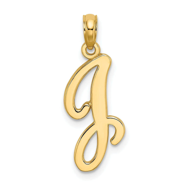 Lovely Rita's Pendants & Charms 14K Yellow Gold Fancy Script Design Letter J Initial Charm Pendant