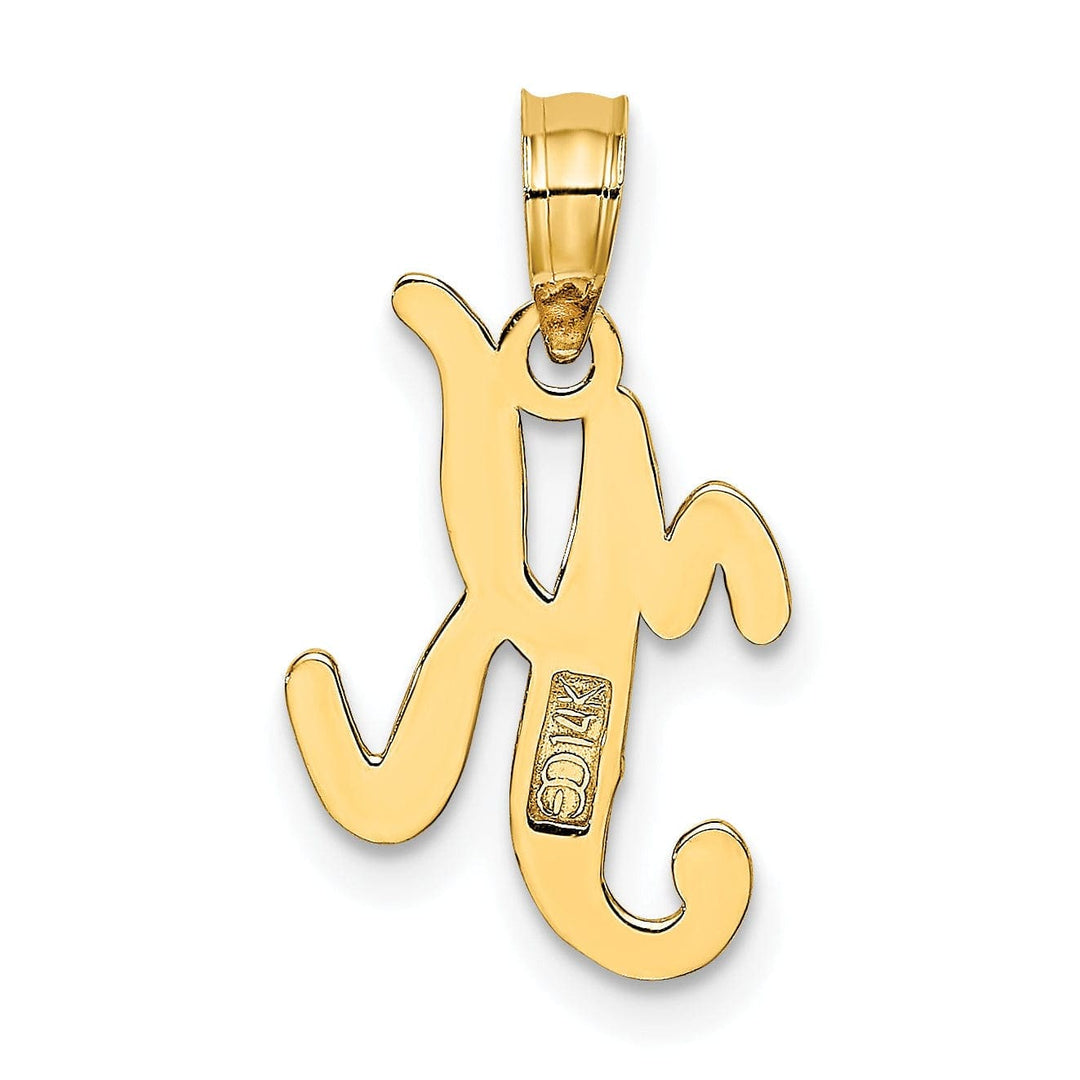 Lovely Rita's Pendants & Charms 14K Yellow Gold Fancy Script Design Letter K Initial Charm Pendant