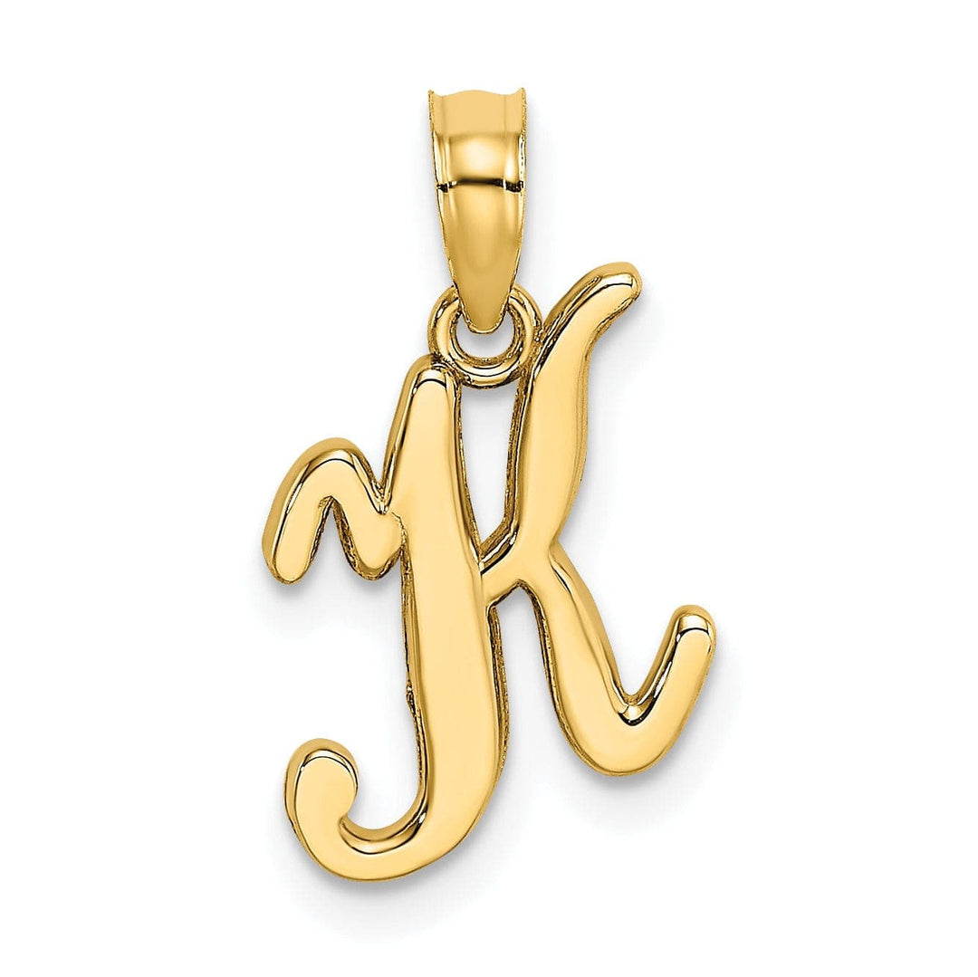Lovely Rita's Pendants & Charms 14K Yellow Gold Fancy Script Design Letter K Initial Charm Pendant