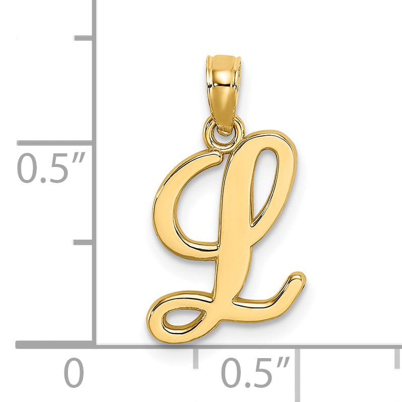 Lovely Rita's Pendants & Charms 14K Yellow Gold Fancy Script Design Letter L Initial Charm Pendant