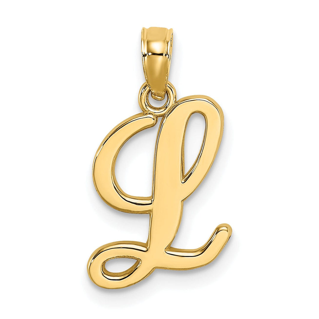 Lovely Rita's Pendants & Charms 14K Yellow Gold Fancy Script Design Letter L Initial Charm Pendant
