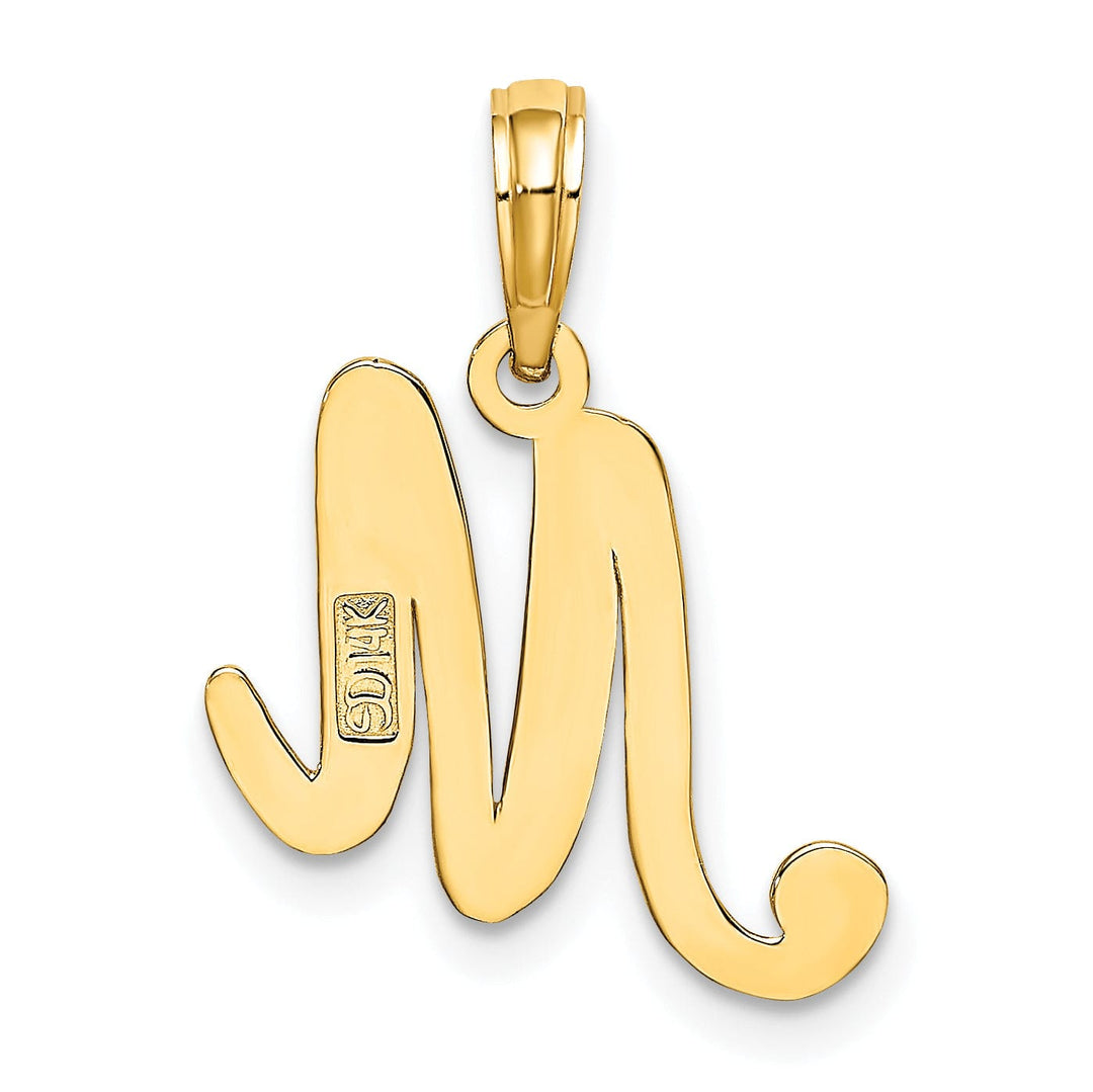 Lovely Rita's Pendants & Charms 14K Yellow Gold Fancy Script Design Letter M Initial Charm Pendant