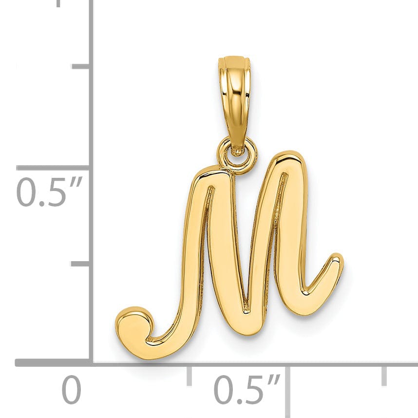 Lovely Rita's Pendants & Charms 14K Yellow Gold Fancy Script Design Letter M Initial Charm Pendant