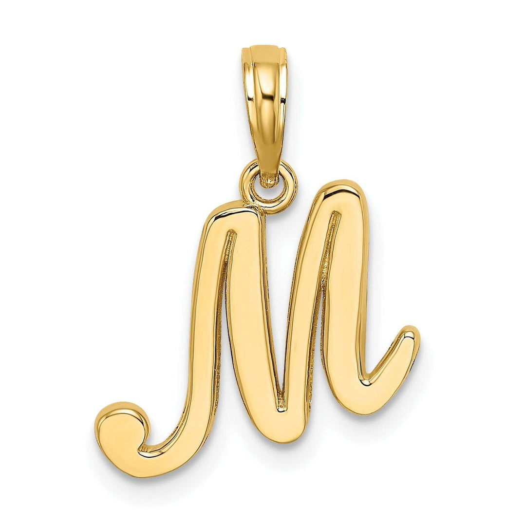 Lovely Rita's Pendants & Charms 14K Yellow Gold Fancy Script Design Letter M Initial Charm Pendant