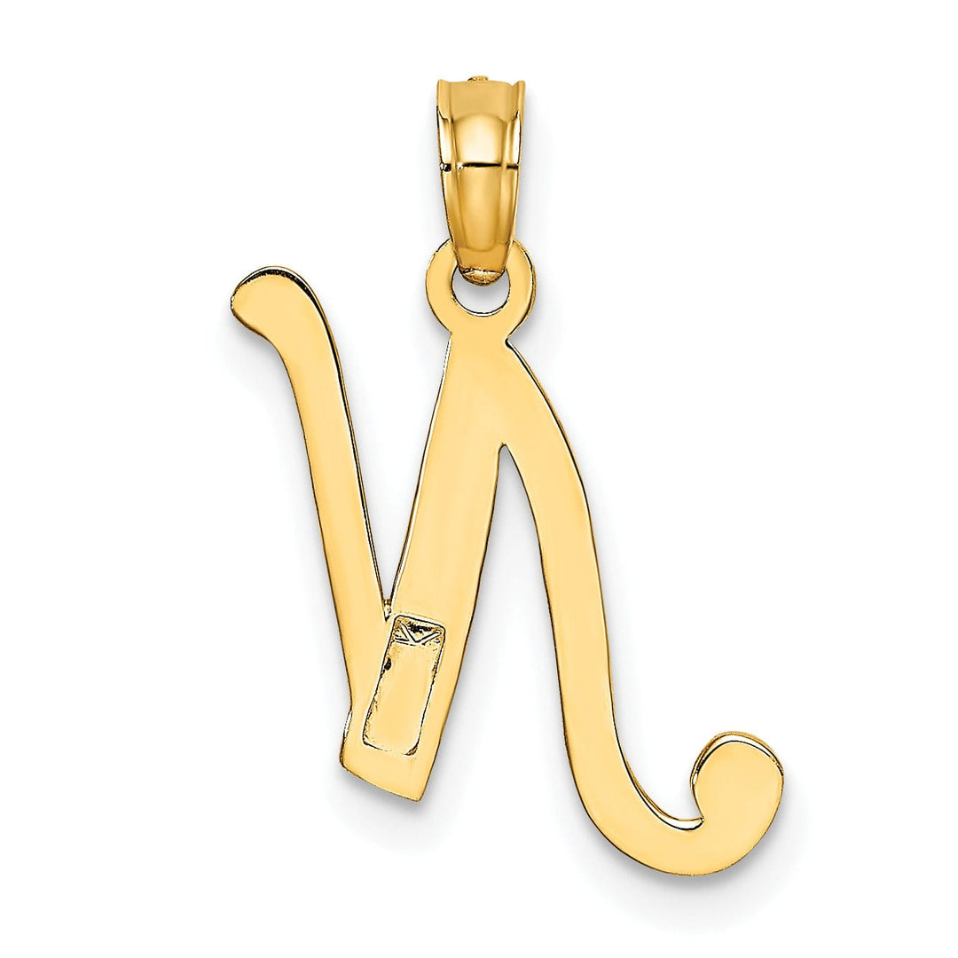 Lovely Rita's Pendants & Charms 14K Yellow Gold Fancy Script Design Letter N Initial Charm Pendant