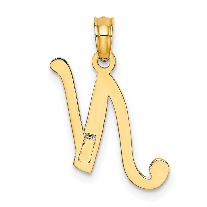Lovely Rita's Pendants & Charms 14K Yellow Gold Fancy Script Design Letter N Initial Charm Pendant