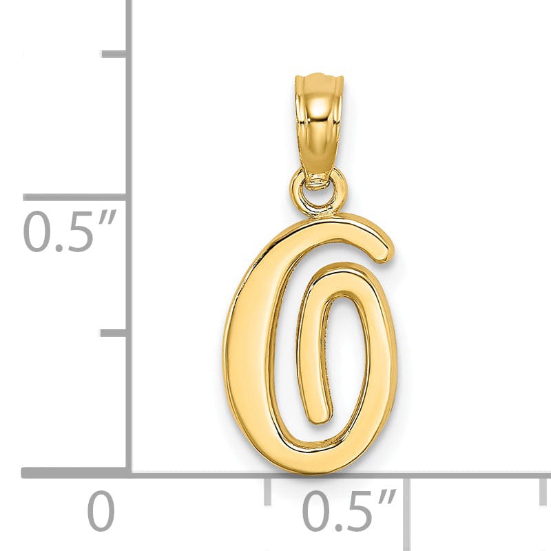 Lovely Rita's Pendants & Charms 14K Yellow Gold Fancy Script Design Letter O Initial Charm Pendant