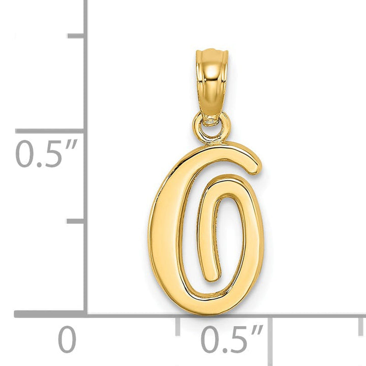 Lovely Rita's Pendants & Charms 14K Yellow Gold Fancy Script Design Letter O Initial Charm Pendant