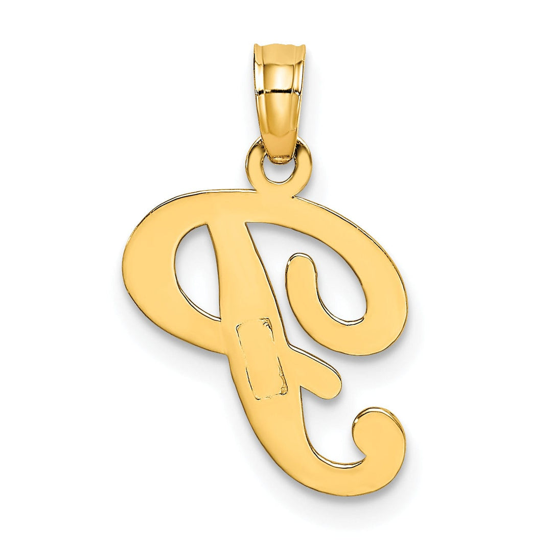 Lovely Rita's Pendants & Charms 14K Yellow Gold Fancy Script Design Letter P Initial Charm Pendant