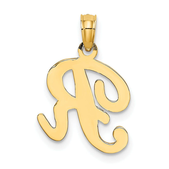 Lovely Rita's Pendants & Charms 14K Yellow Gold Fancy Script Design Letter R Initial Charm Pendant