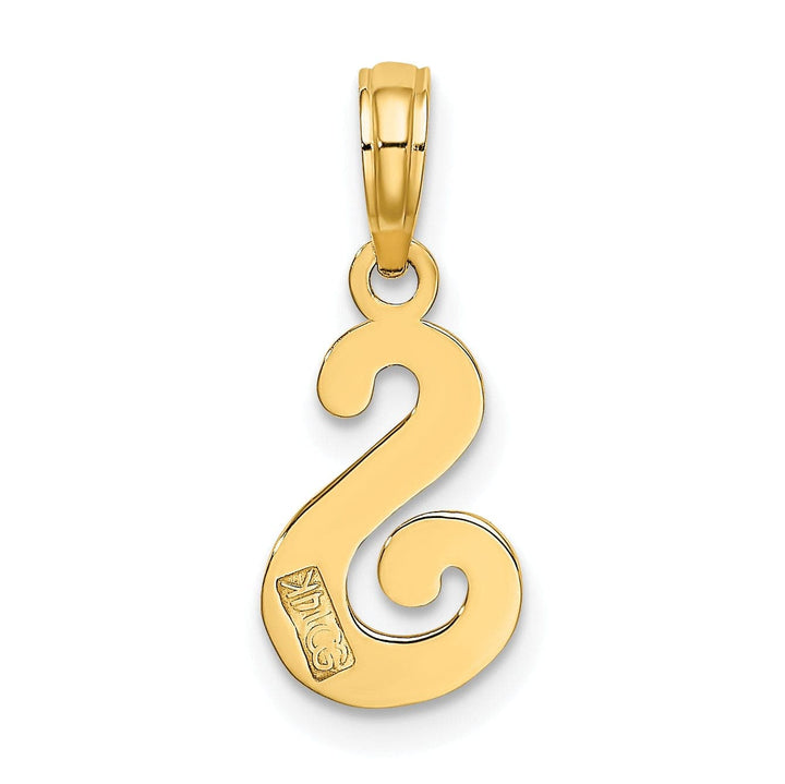 Lovely Rita's Pendants & Charms 14K Yellow Gold Fancy Script Design Letter S Initial Charm Pendant