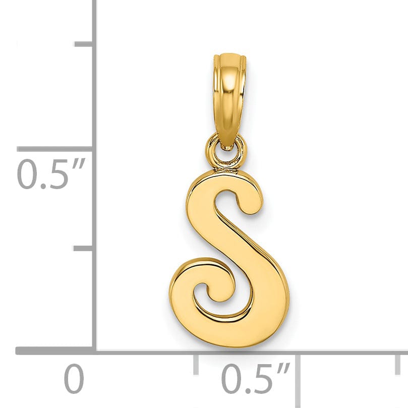 Lovely Rita's Pendants & Charms 14K Yellow Gold Fancy Script Design Letter S Initial Charm Pendant