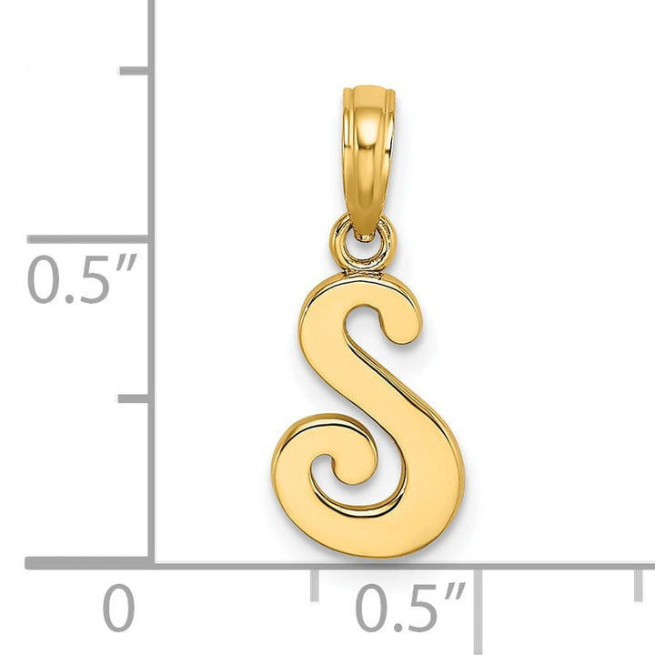 Lovely Rita's Pendants & Charms 14K Yellow Gold Fancy Script Design Letter S Initial Charm Pendant